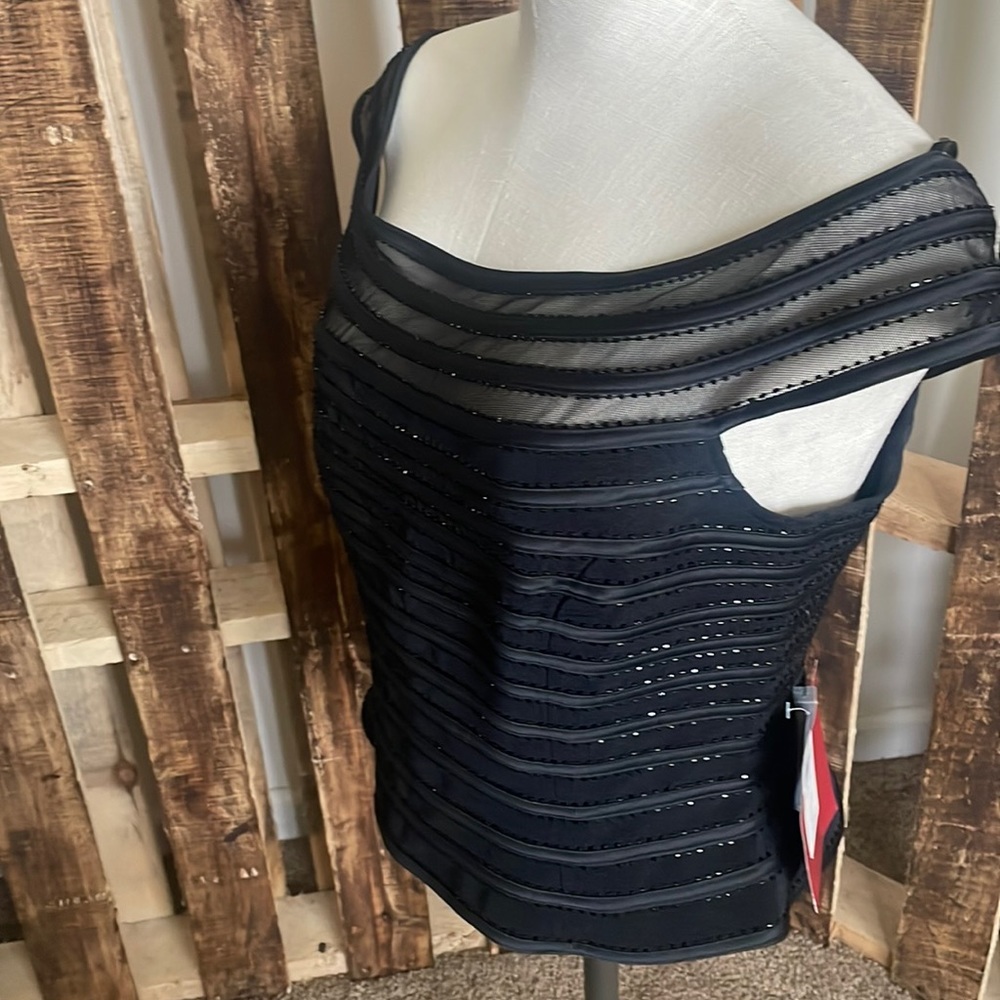 JS Collection top black sequin sheer sequin tank New Sz 12 - Picture 3 of 9